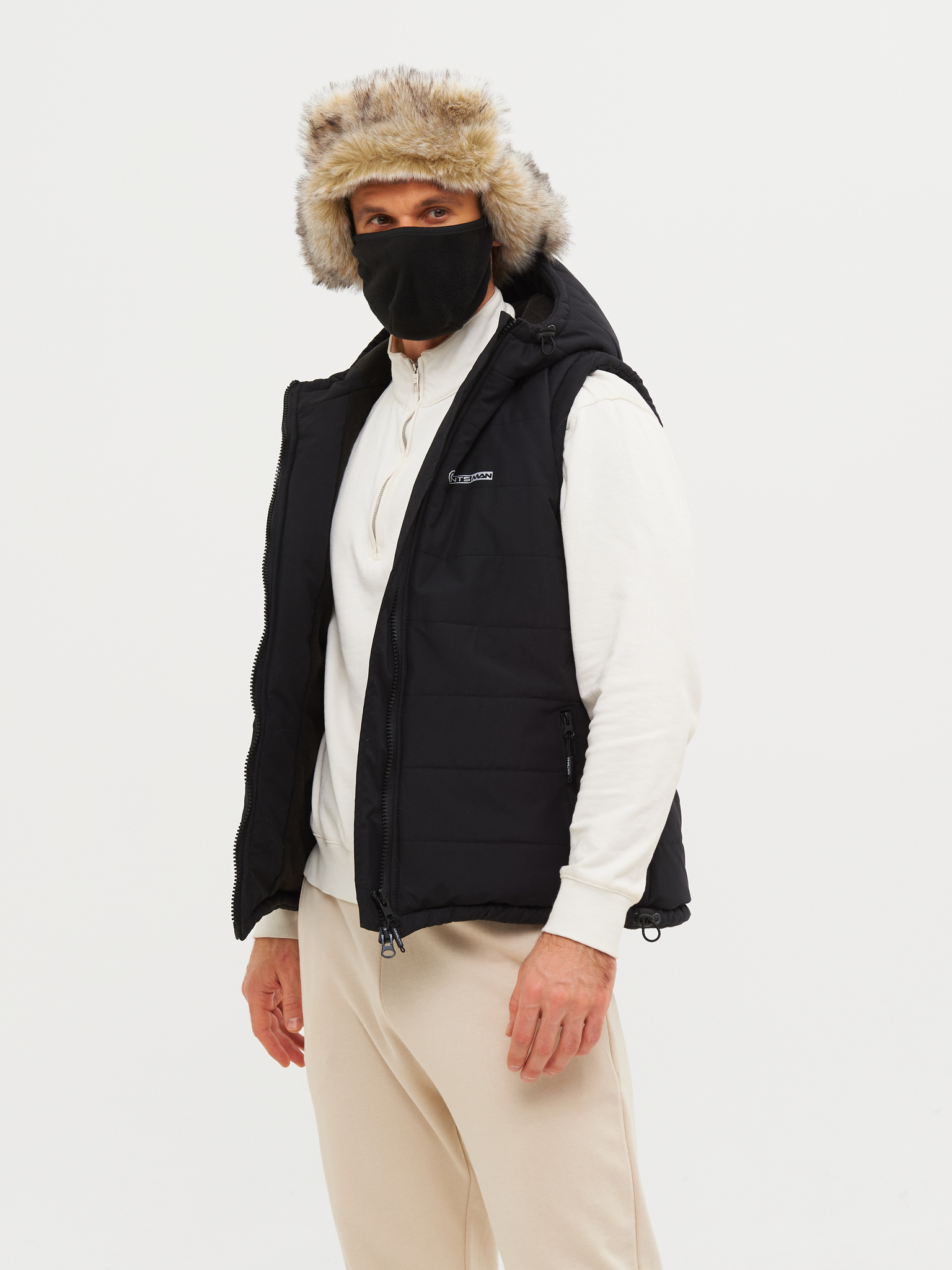 Шапка ушанка зимняя Полюс V-2 с маской Серый/Черный