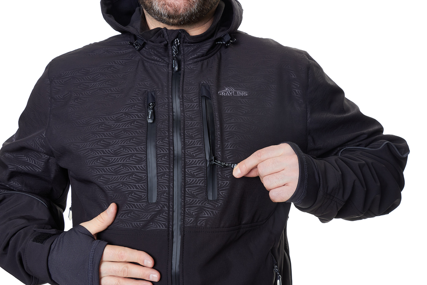 Беринг костюм для рыбалки GRAYLING софтшелл черн.