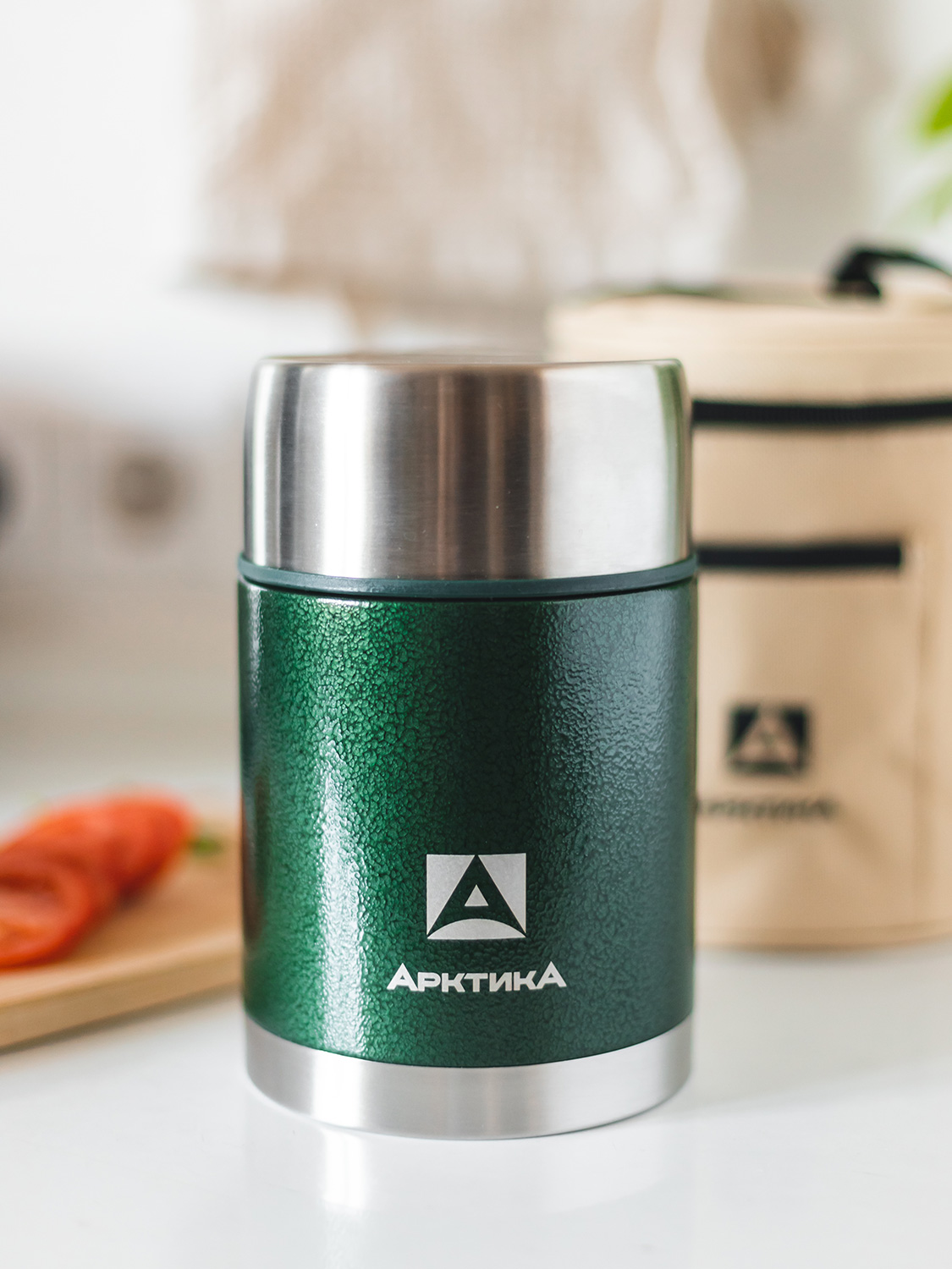 Термос вакуумный, с широким горлом в чехле тм "Арктика", зелёный, 800 мл, арт. 306-800А