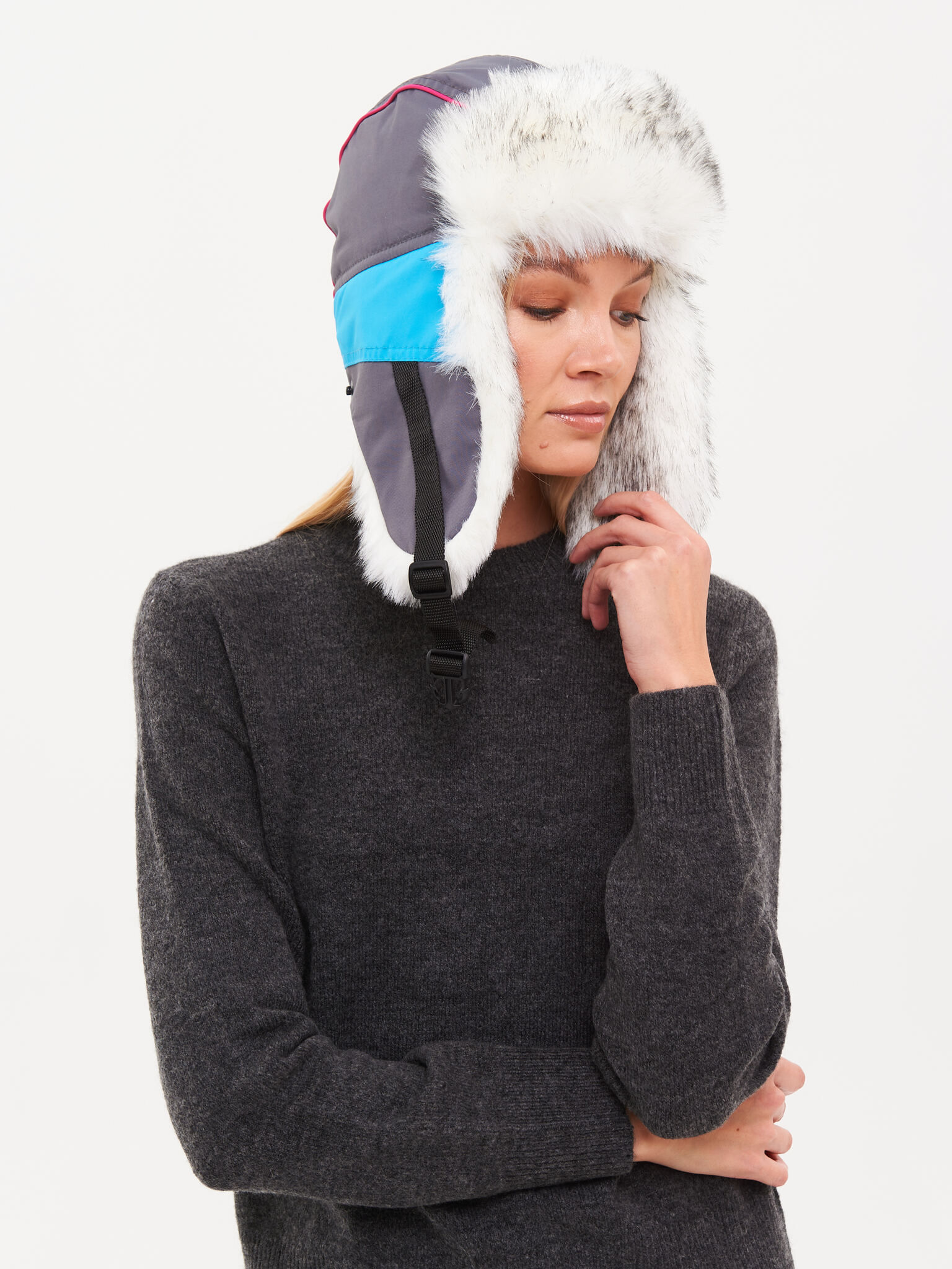 Шапка ушанка зимняя Siberia Lady Breathable Голубой/Серый
