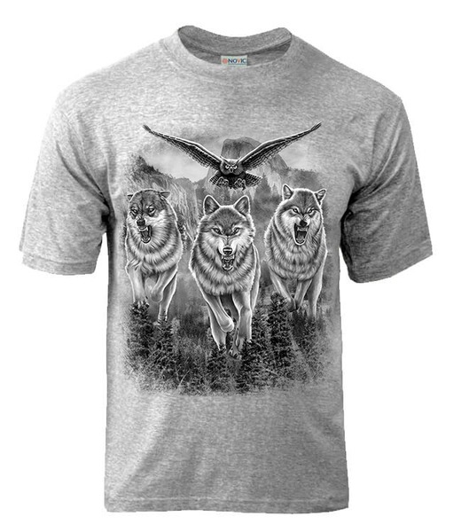 Футболка меланж "Стая волков сова"