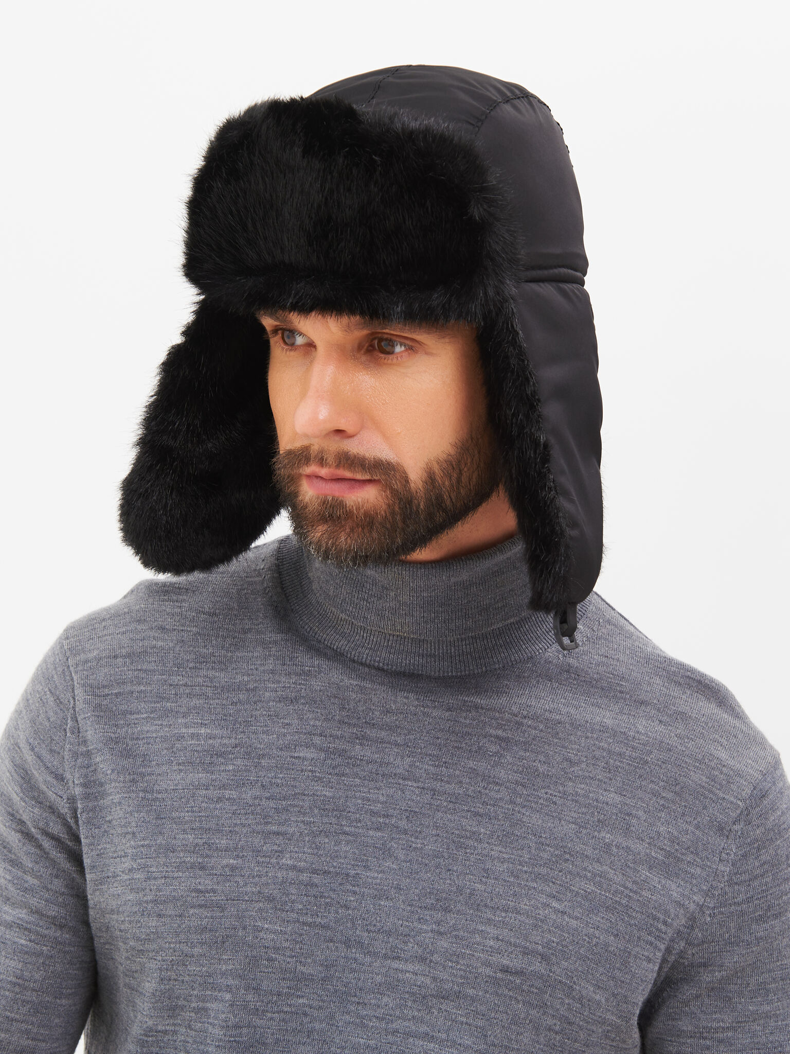 Шапка ушанка с маской Евро Норка Taslan чёрный