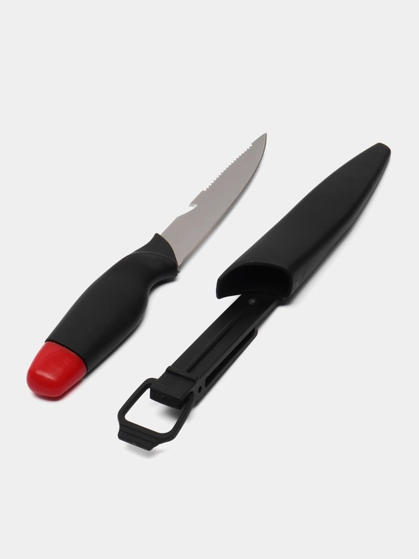 Нож рыболовный Jpfishing SS-125 (лезвие 125 мм, чехол с защелкой, stainless steel)