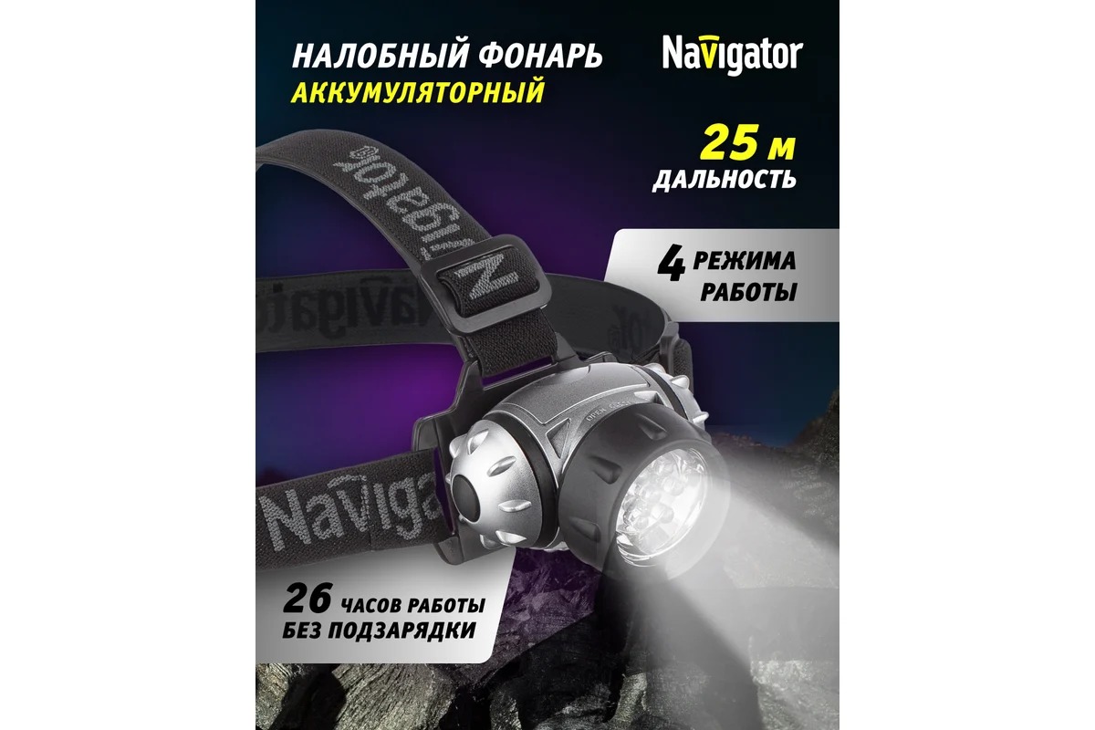 Фонарь Navigator 94 917 NPT-H05-3AAA 19 LED налобный