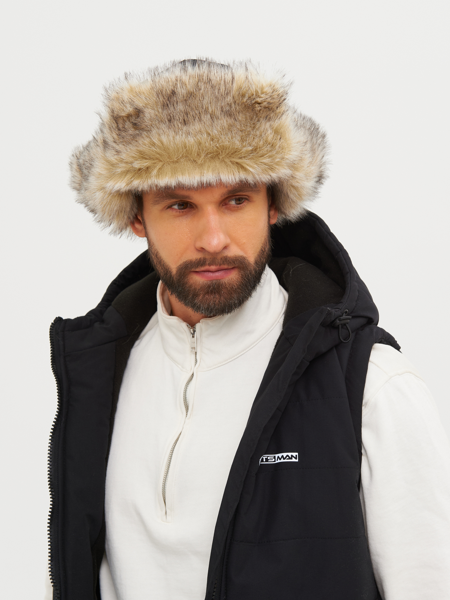 Шапка ушанка зимняя Полюс V-2 с маской Серый/Черный