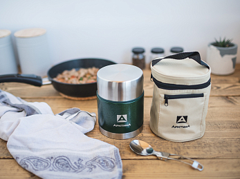 Термос вакуумный, с широким горлом в чехле тм "Арктика", зелёный, 600 мл, арт. 306-600А