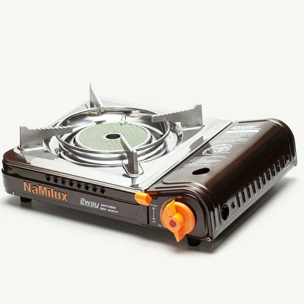 Газ плита NaMilux NA-P4075PS/PL2057PS + ПЕРЕХОДНИК Конфорка керамика. Верхняя крышка нерж. сталь.