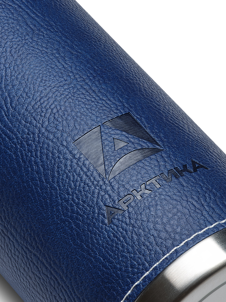 Термос бытовой, вакуумный, питьевой, в кожаной оплетке, синий, тм "Арктика", 700 мл,  арт. 108-700