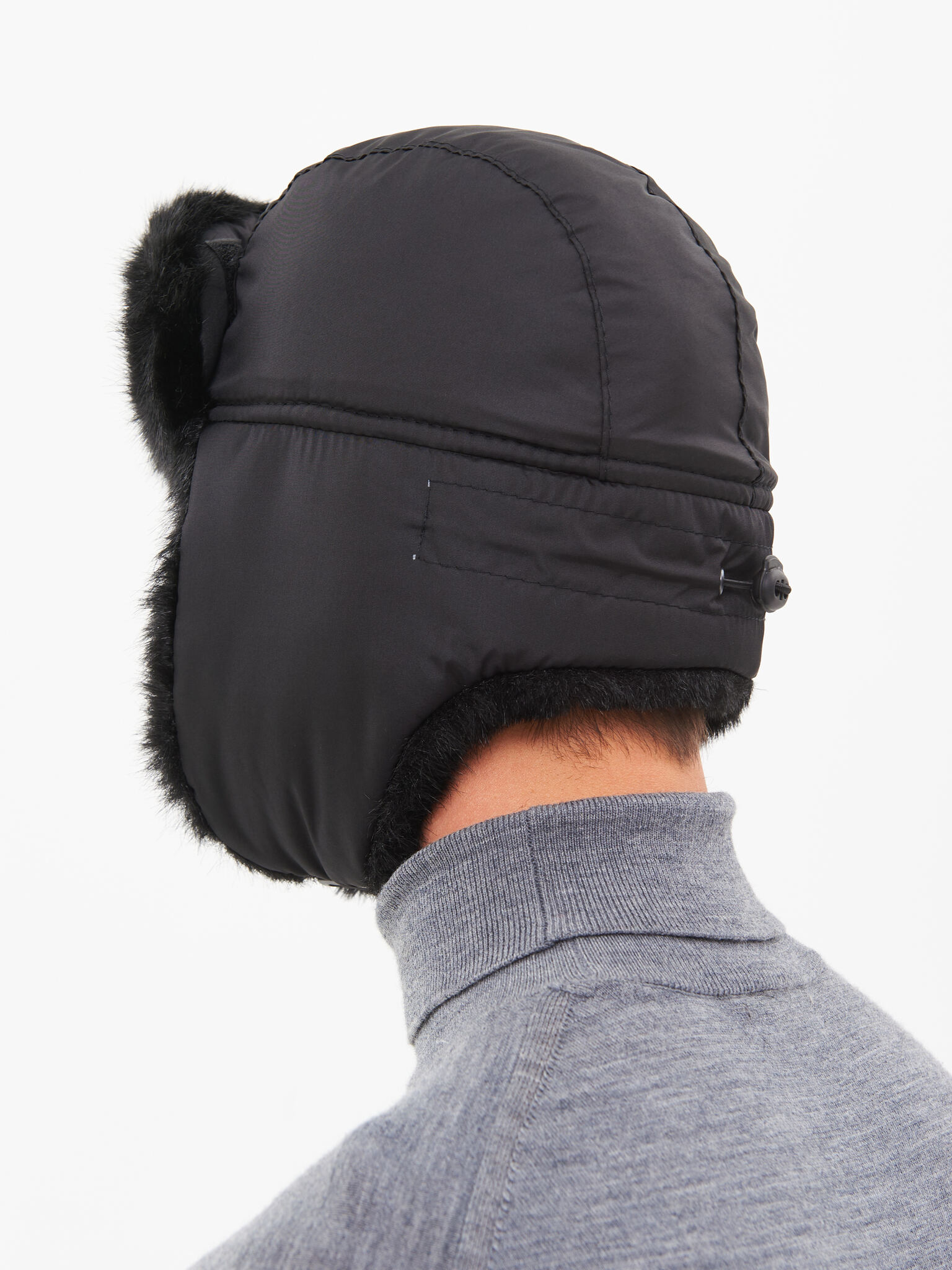 Шапка ушанка с маской Евро Норка Taslan чёрный