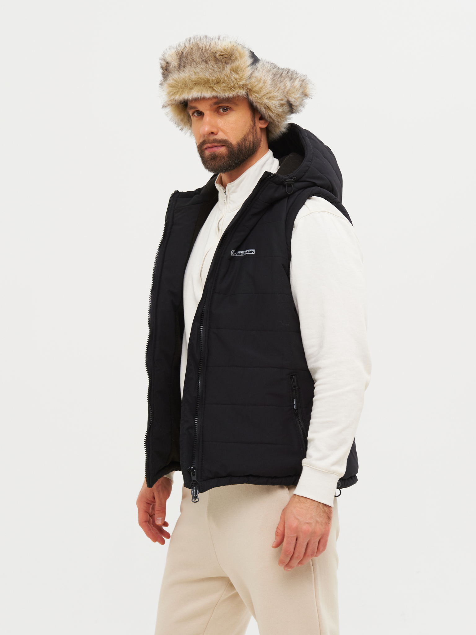 Шапка ушанка зимняя Полюс V-2 с маской Серый/Черный