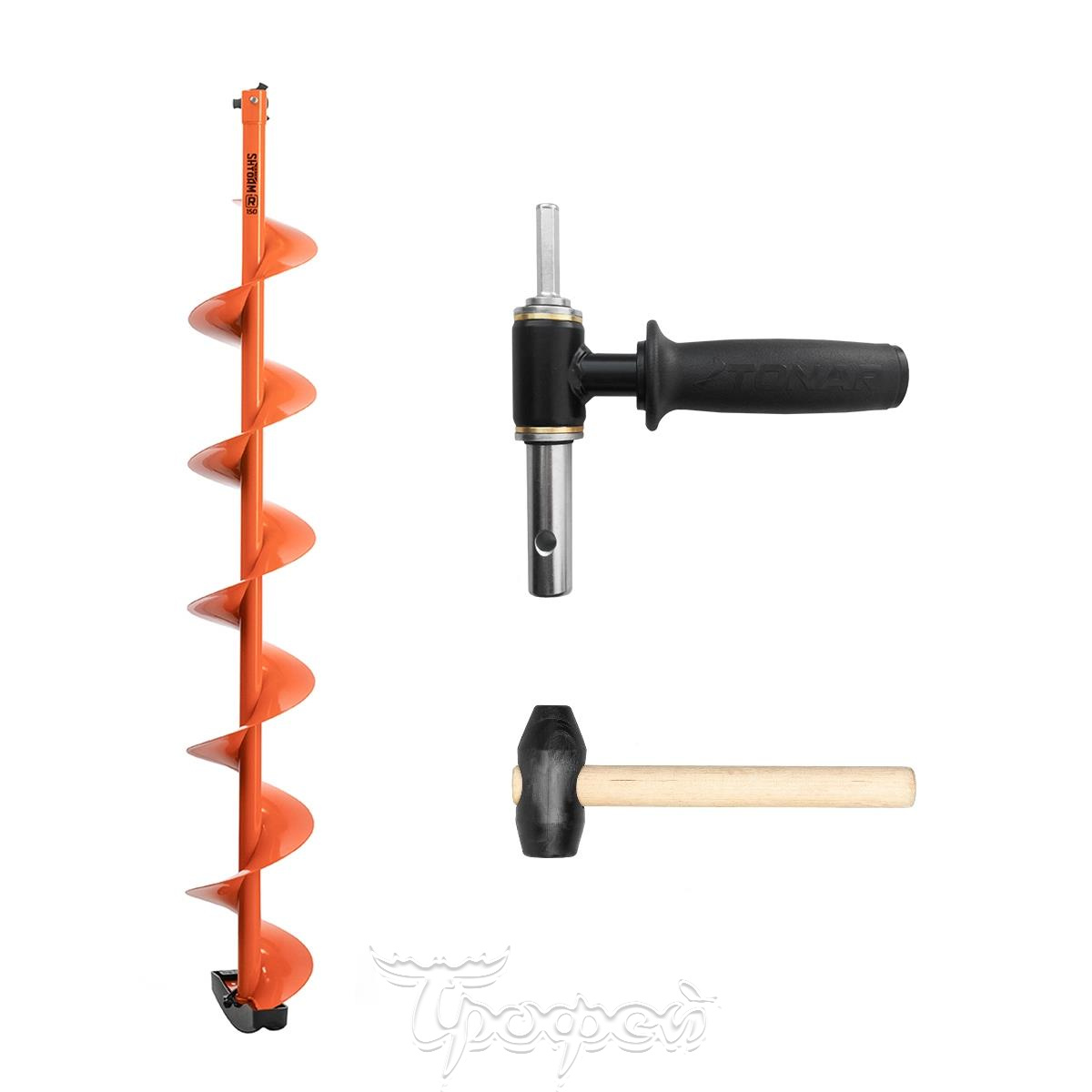 Комплект под мотобур шнек MOTOSHTORM 150R+адаптер АШ-02+молоточек (T-SMS150R-ASH-02) Тонар