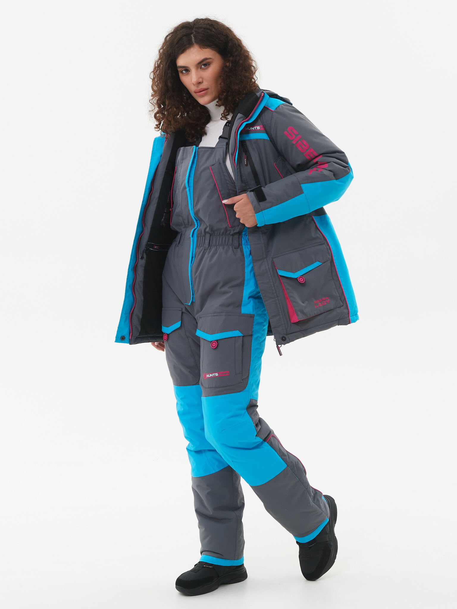 Костюм зимний женский Huntsman Siberia Lady -35°С (цв.серый/голубой, тк. Breathable)