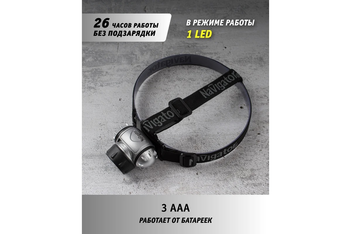 Фонарь Navigator 94 917 NPT-H05-3AAA 19 LED налобный