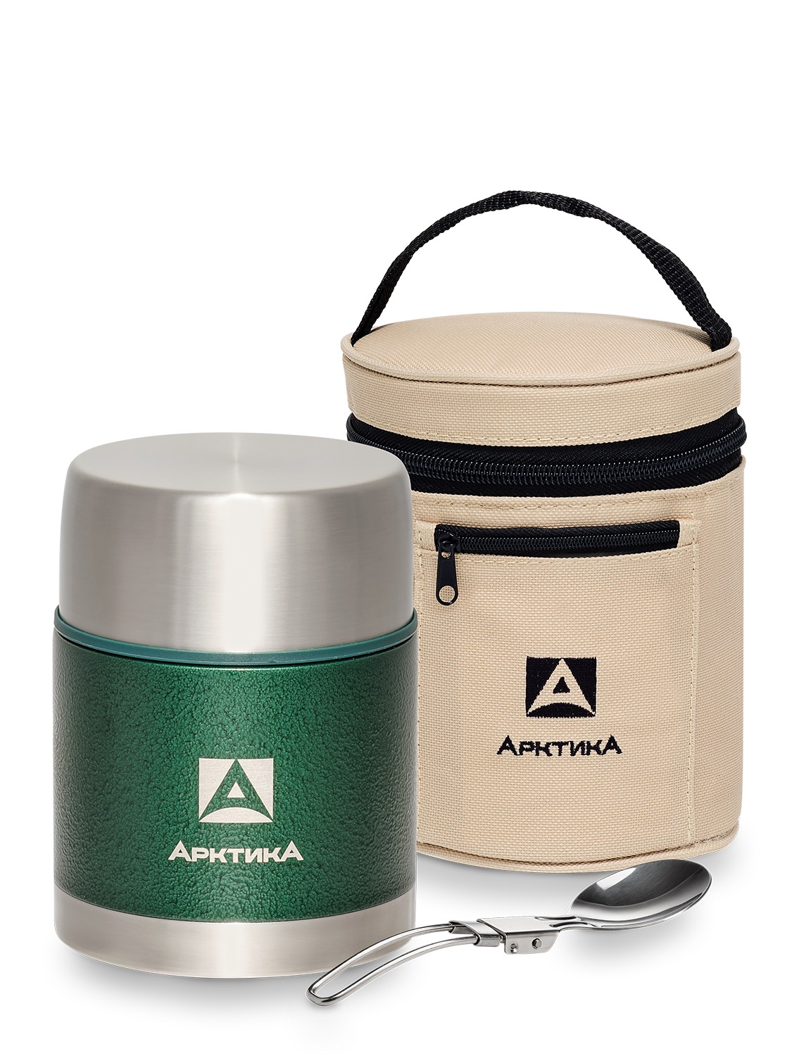 Термос вакуумный, с широким горлом в чехле тм "Арктика", зелёный, 600 мл, арт. 306-600А