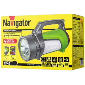 Фонарь Navigator 14 160 NPT-SP20-ACCU Прож/кемп.1CREE+12+12+9LED,акк.3.7В 4.4Ач