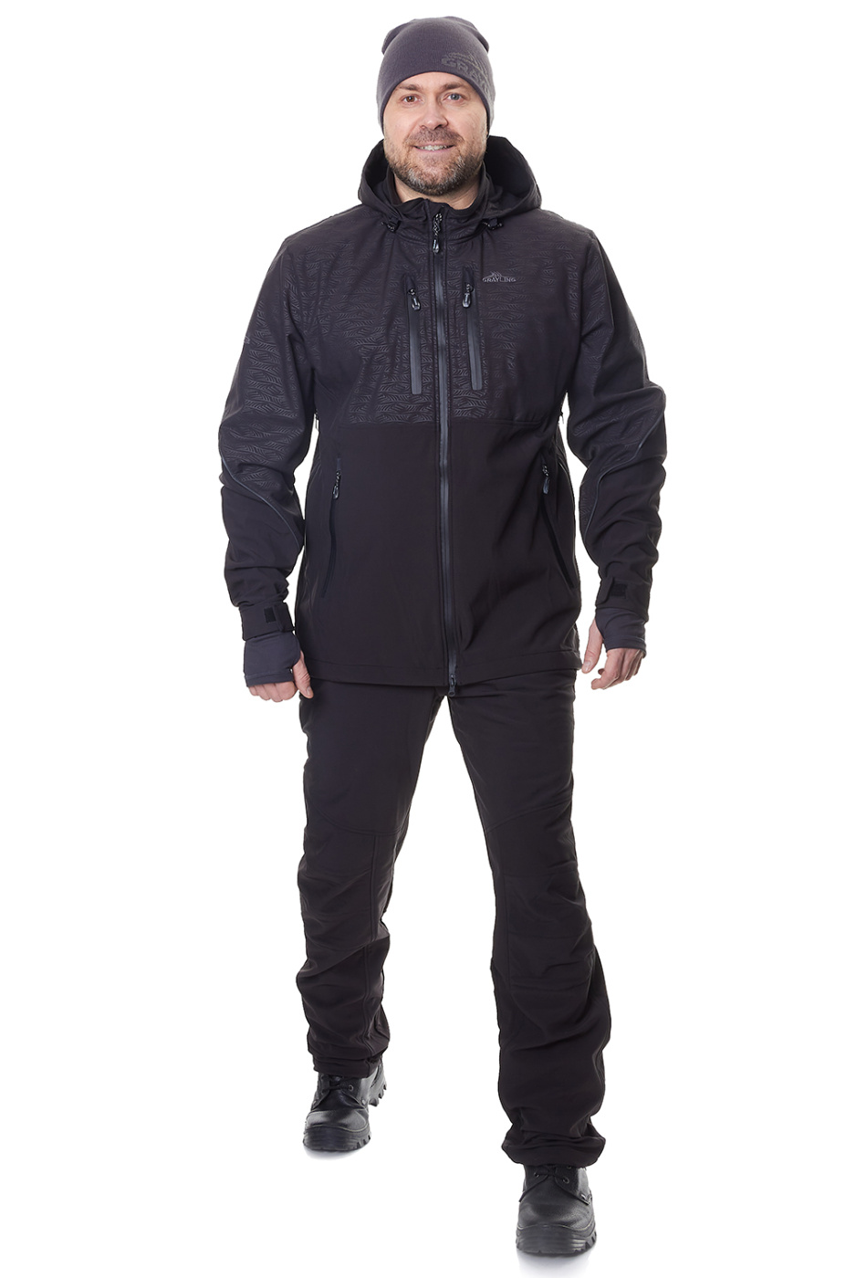 Беринг костюм для рыбалки GRAYLING софтшелл черн.