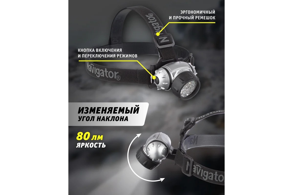 Фонарь Navigator 94 917 NPT-H05-3AAA 19 LED налобный