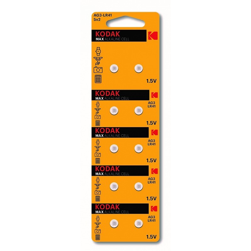 Батарейки Kodak AG3 (392) LR736, LR41 [KAG3-10] MAX Button Cell