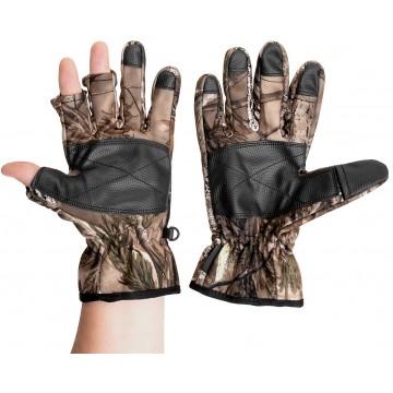 Перчатки рыбацкие утепленные STRIKER КМФ на липучке, цв.Лес Helios