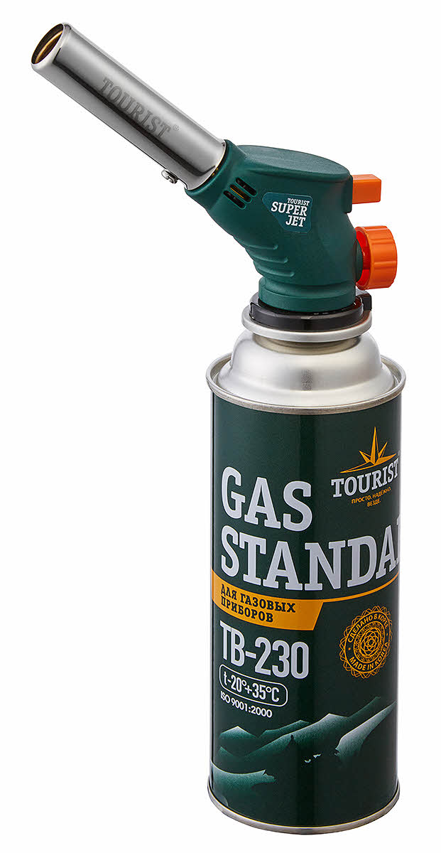 Горелка газовая SUPER JET (TT-600) с пьезоподжигом и системой подогрева газа, «Tourist»