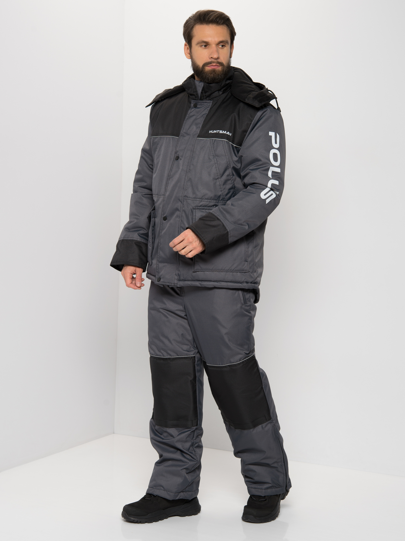 Костюм зимний Huntsman Полюс ткань Cell цвет Серый/Черный