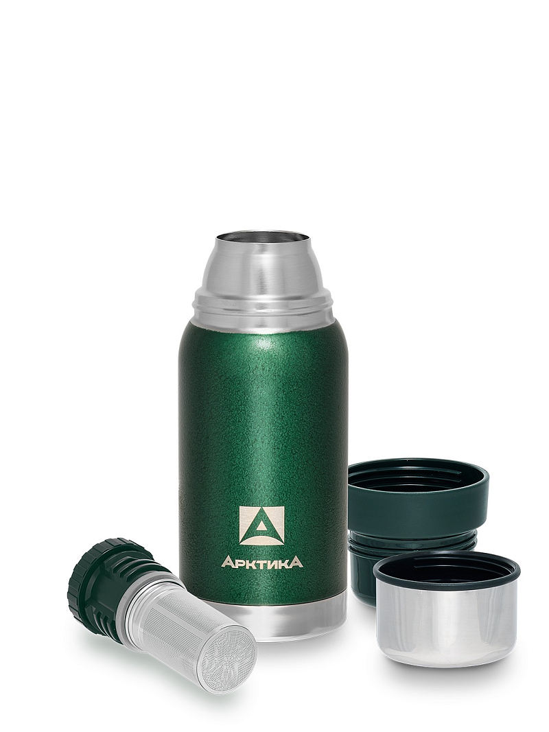 Термос бытовой, вакуумный (для напитков), тм "Арктика", 500 мл, арт. 106-500С с ситечком (зелёный)