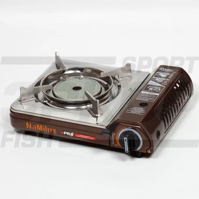 Газ плита NaMilux NA-P4075PS / PL2057PS + ПЕРЕХОДНИК Конфорка керамика. Верхняя крышка нерж. сталь.